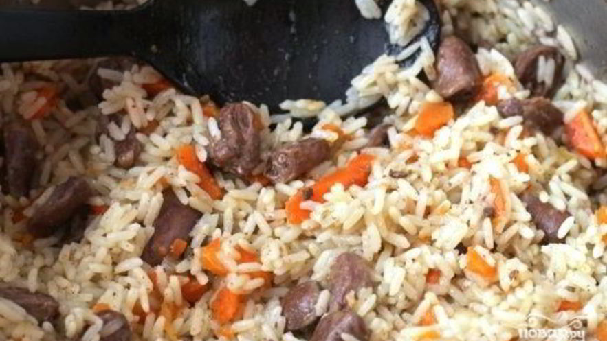 Рецепт плова с сердечками куриными