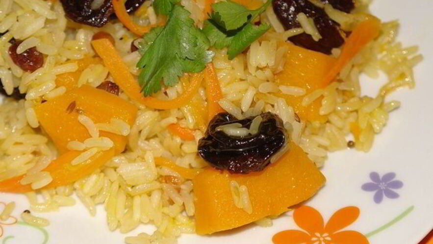 Рецепт плова с тыквой, черносливом и изюмом