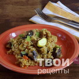 Рецепт Постного плова с грибами