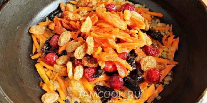 Рецепт постного плова с сухофруктами
