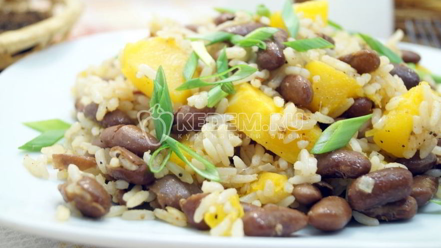 Рецепт постного плова с тыквой и фасолью