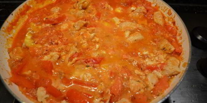 Рецепт овощного рагу с куриным филе