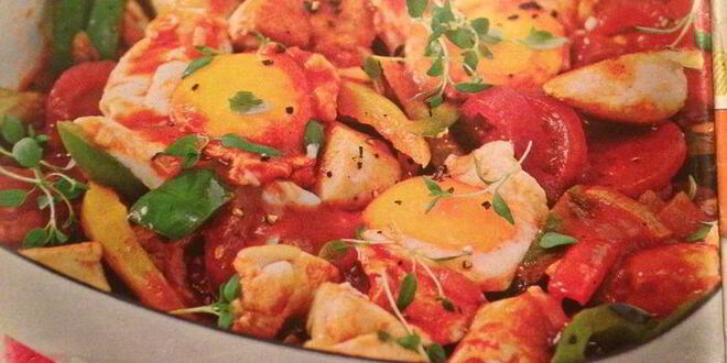 Рецепт овощного рагу с куриным филе