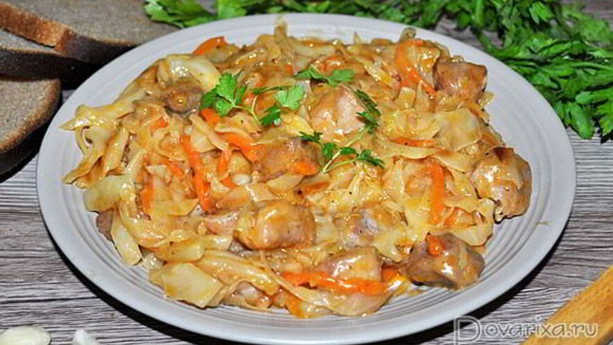Рецепт рагу из свинины с тушеной капустой