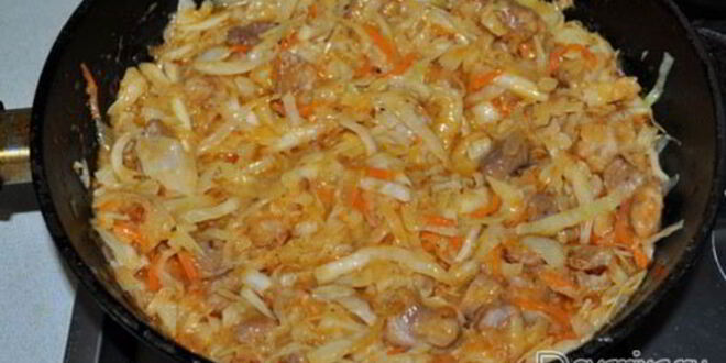 Рецепт рагу из свинины с тушеной капустой