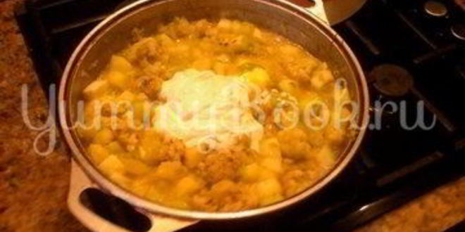 Рецепт зеленого рагу в сливочном соусе