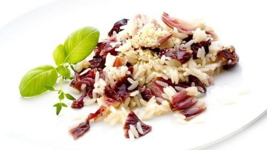 Рецепт красного ризотто с мангольдом