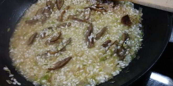 Рецепт ризотто с белыми грибами и шпинатом