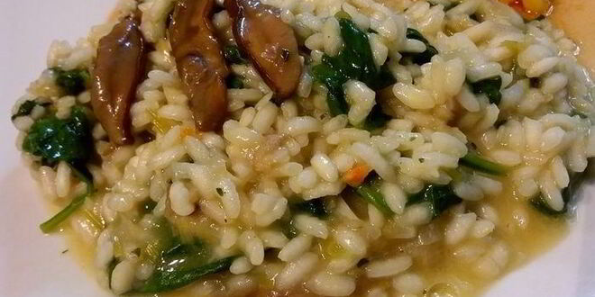 Рецепт ризотто с белыми грибами и шпинатом