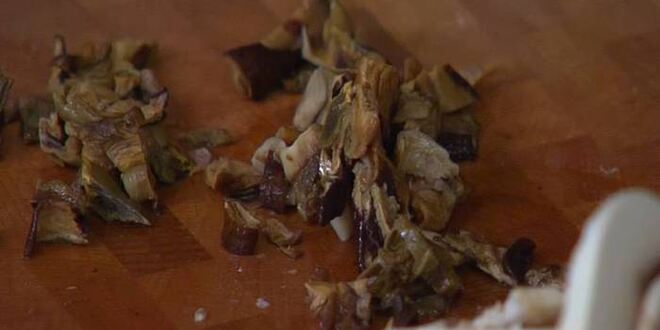 Рецепт ризотто с грибами, капустой кале и беконом