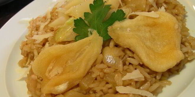 Рецепт ризотто с грушей и шампанским