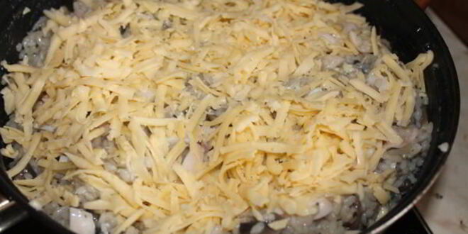 Рецепт ризотто с кальмарами и шампиньонами