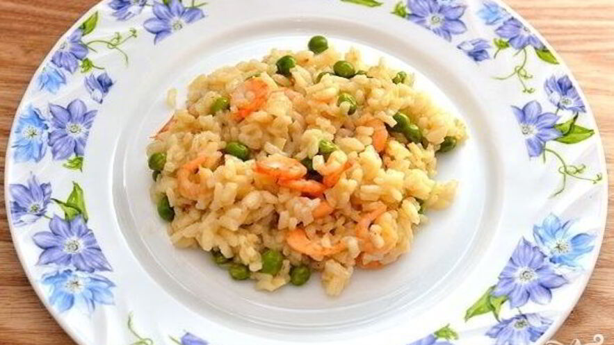 Рецепт ризотто с креветками и горошком