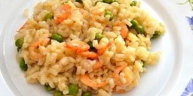 Рецепт ризотто с креветками и горошком