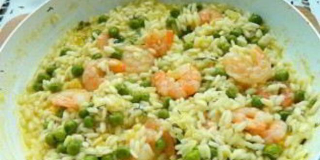 Рецепт ризотто с креветками и сливками