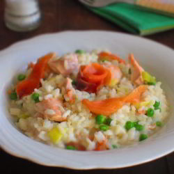 Рецепт Ризотто с лососем и зеленым горошком