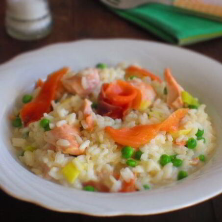 Рецепт Ризотто с лососем и зеленым горошком