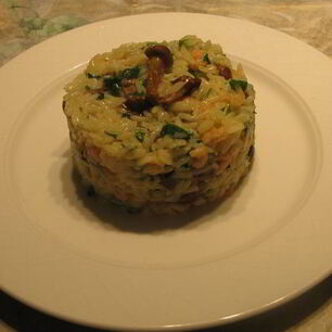 Рецепт Зеленого ризотто с опятами и креветками