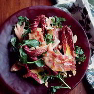 Рецепт Форели с жареной ветчиной-панчеттой и красным цикорием