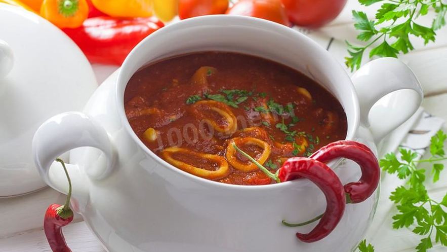 Рецепт кальмаров в томатном соусе