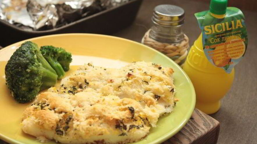 Рецепт лимонной рыбы под мятной корочкой