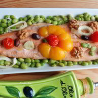 Рецепт Лосося на подушке из соевых бобов и фенхеля