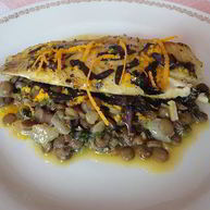 Рецепт Рыбы с чечевицей и апельсиновым соусом