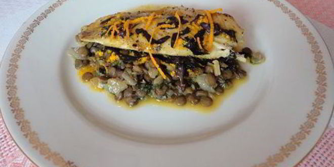 Рецепт рыбы с чечевицей и апельсиновым соусом