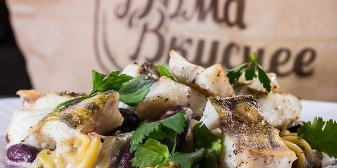 Рецепт судака с пастой под сливочным соусом