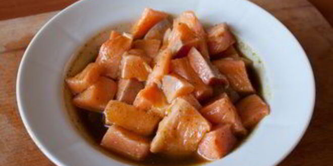Рецепт шашлычков из семги с карри