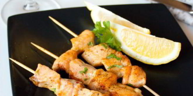 Рецепт шашлычков из семги с карри