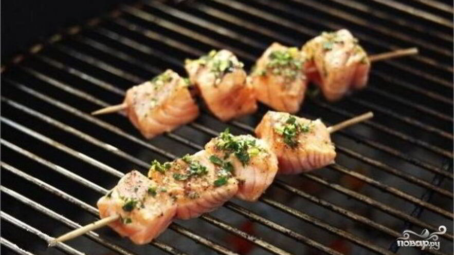 Рецепт шашлыка из рыбы на мангале