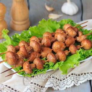 Рецепт Шашлыка из шампиньонов, маринованных в майонезе