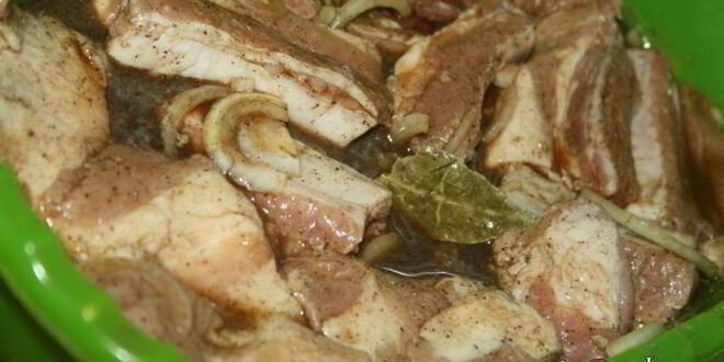 Рецепт шашлыка из свиных ребрышек в быстром маринаде