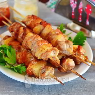 Рецепт Шашлыка на шпажках в духовке на противне