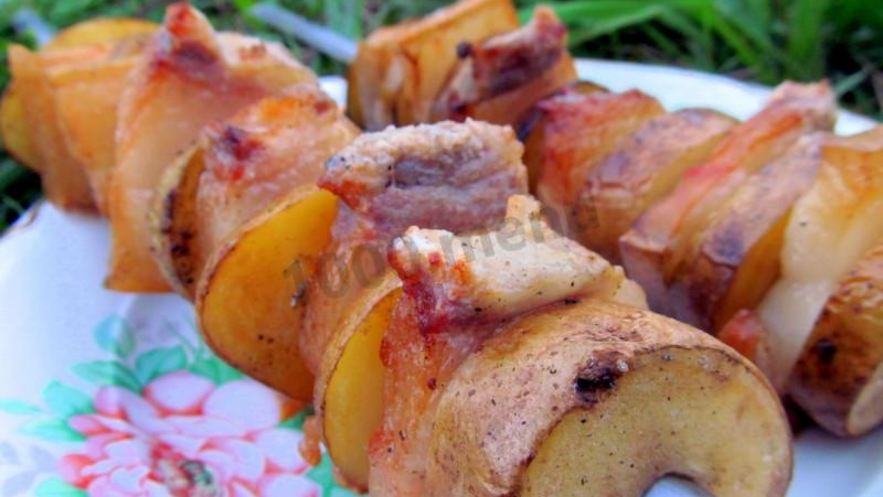 Рецепт шашлыка с салом и картошкой