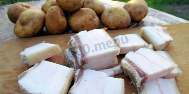 Рецепт шашлыка с салом и картошкой