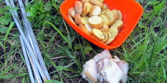 Рецепт шашлыка с салом и картошкой