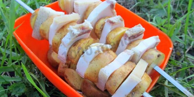 Рецепт шашлыка с салом и картошкой