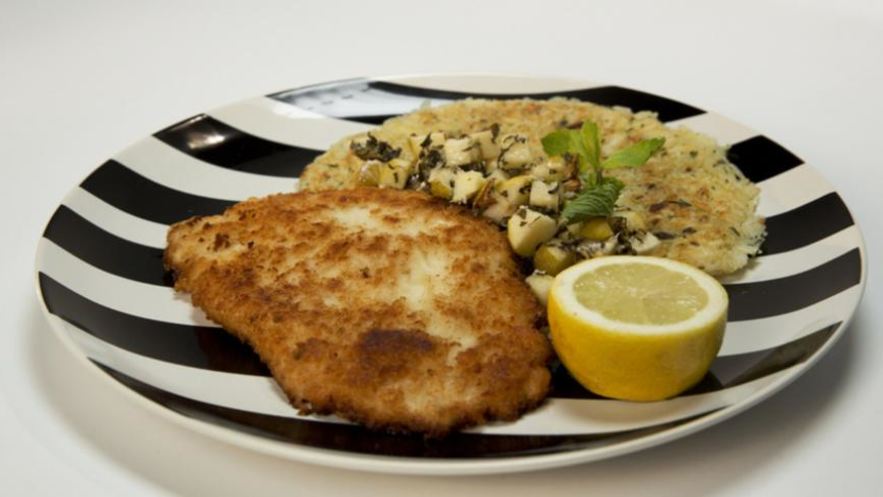 Рецепт куриного шницеля с рисовым драником