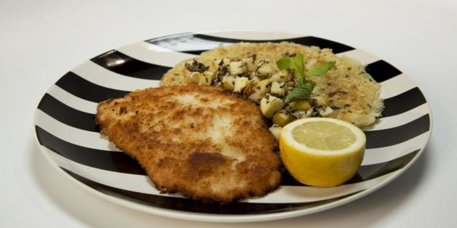 Рецепт куриного шницеля с рисовым драником