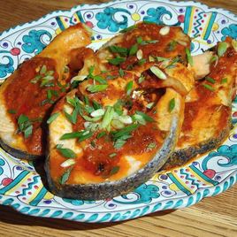 Рецепт Пряных стейков из семги