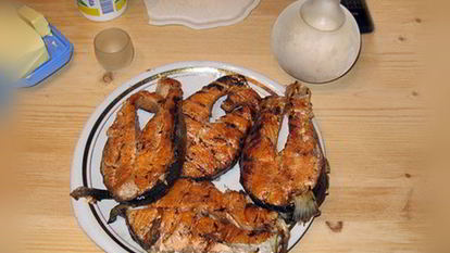 Рецепт Стейка из семги на углях