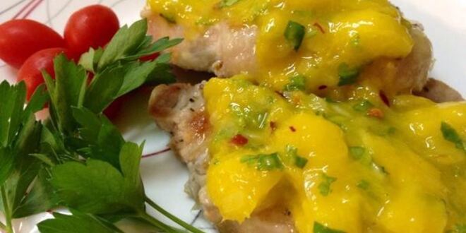 Рецепт стейка из свинины под манговым соусом