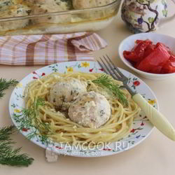 Рецепт Куриных тефтелей в сливочном соусе в духовке