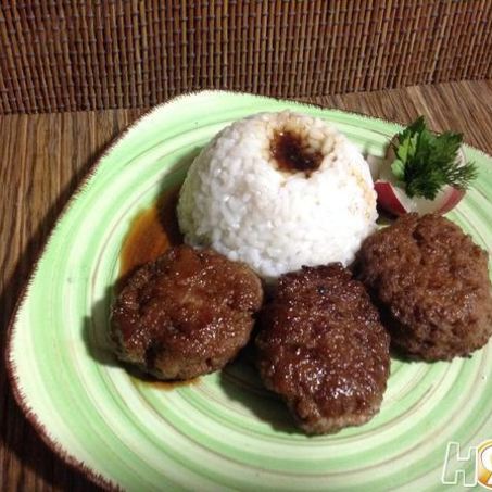 Рецепт Тефтелей с яблоком в медовой глазури с рисом