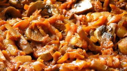 Рецепт Жаркого из соевого мяса с грибами