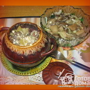 Рецепт Жаркого с грибами в горшочках