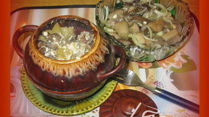 Рецепт Жаркого с грибами в горшочках