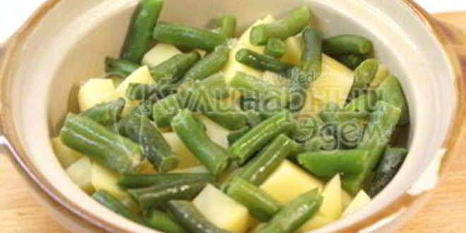 Рецепт жаркого с стручковой фасолью и опятами